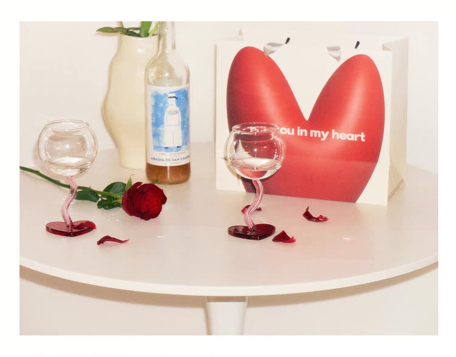 Heart Shaped Wine Glass Set