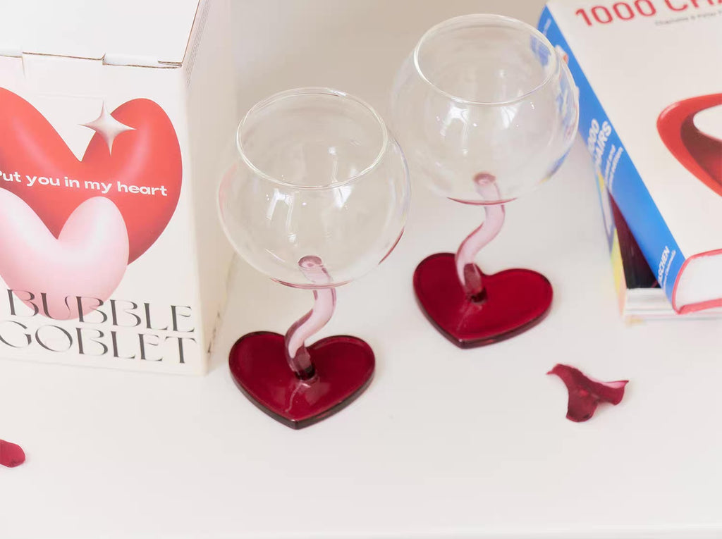 Heart Shaped Wine Glass Set