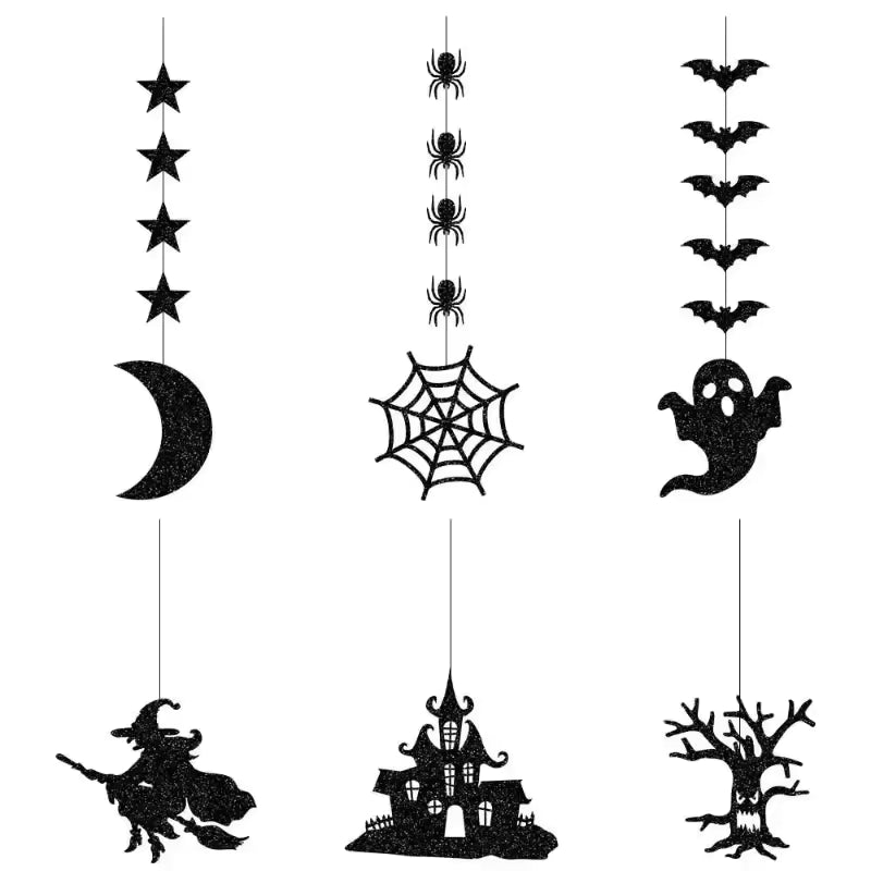 Spooky Mix Halloween Banner Garland – 6-Piece Hanging Ornament Set