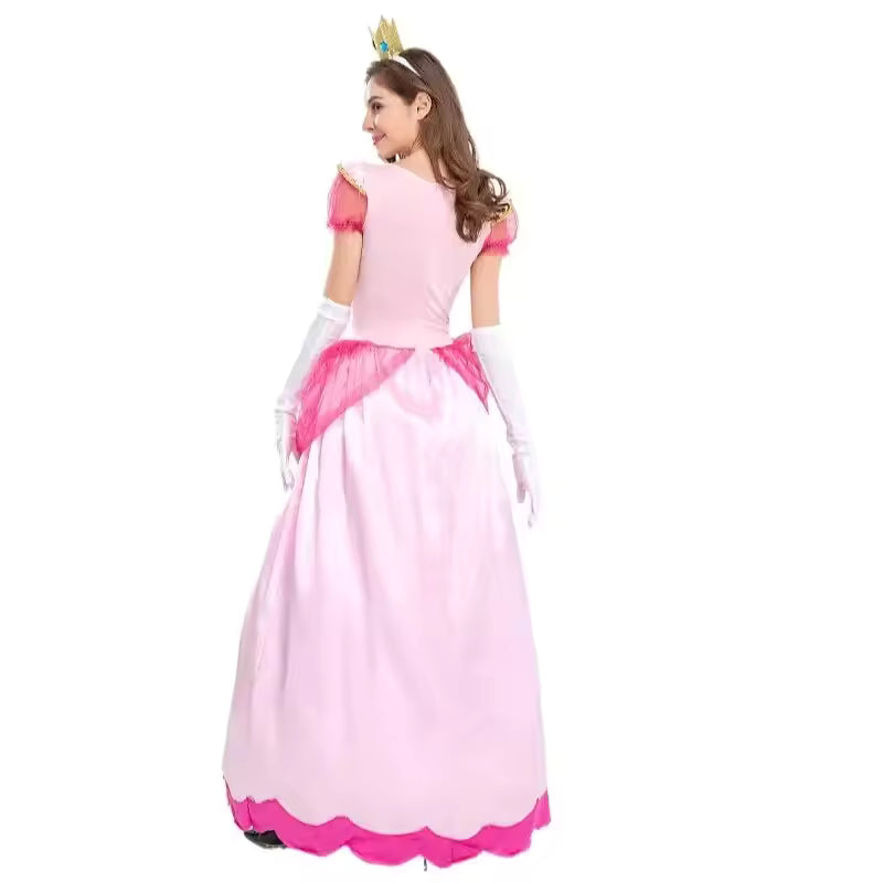 Princess Peach-Inspired Cosplay Dress – Elegant Pink Gown for Women