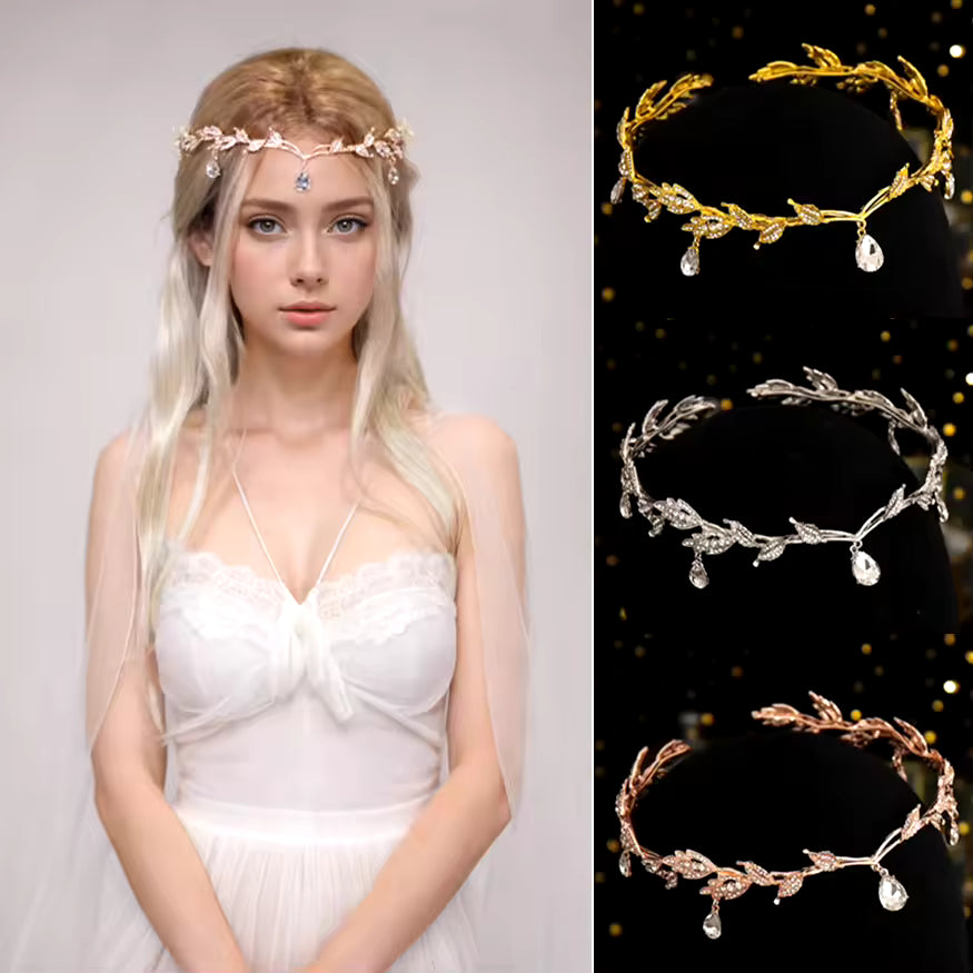 Vintage Fairy Crystal Leaf Elf Tiara Crown