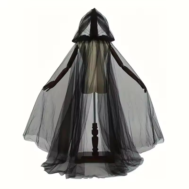 Black Double-Layer Bridal Witch Cloak – Vampire Cosplay Shawl