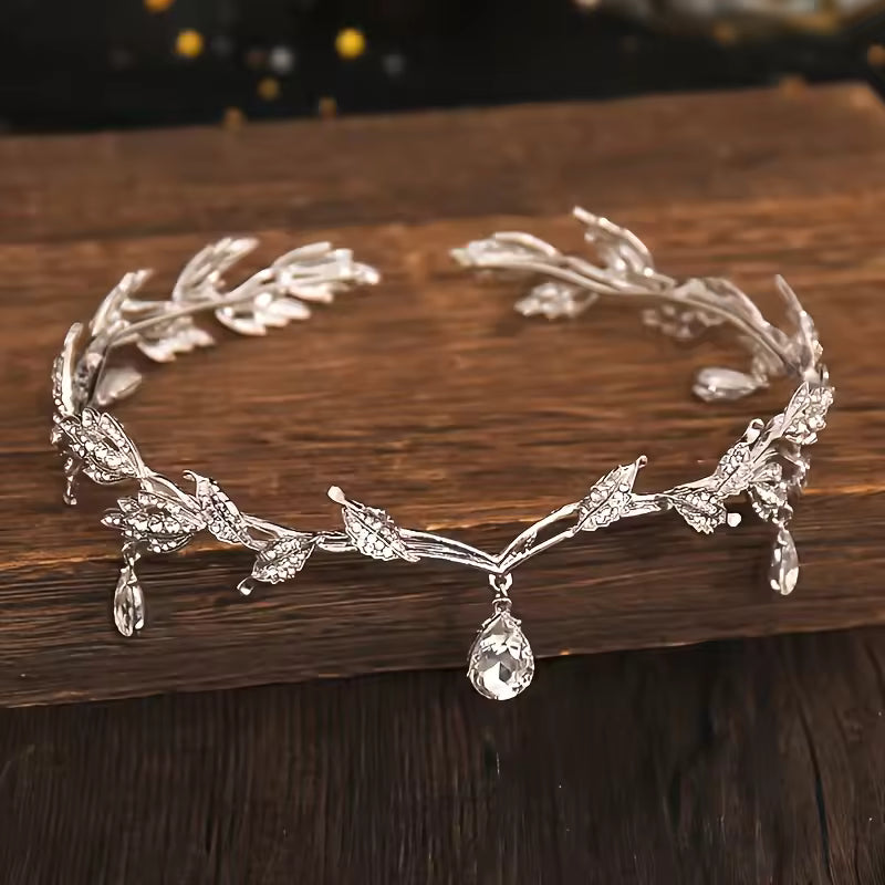 Vintage Fairy Crystal Leaf Elf Tiara Crown
