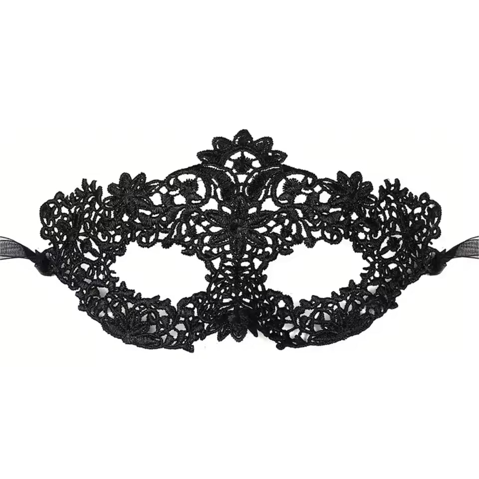 Elegant Black Lace Masquerade Mask Set – 2 Pieces