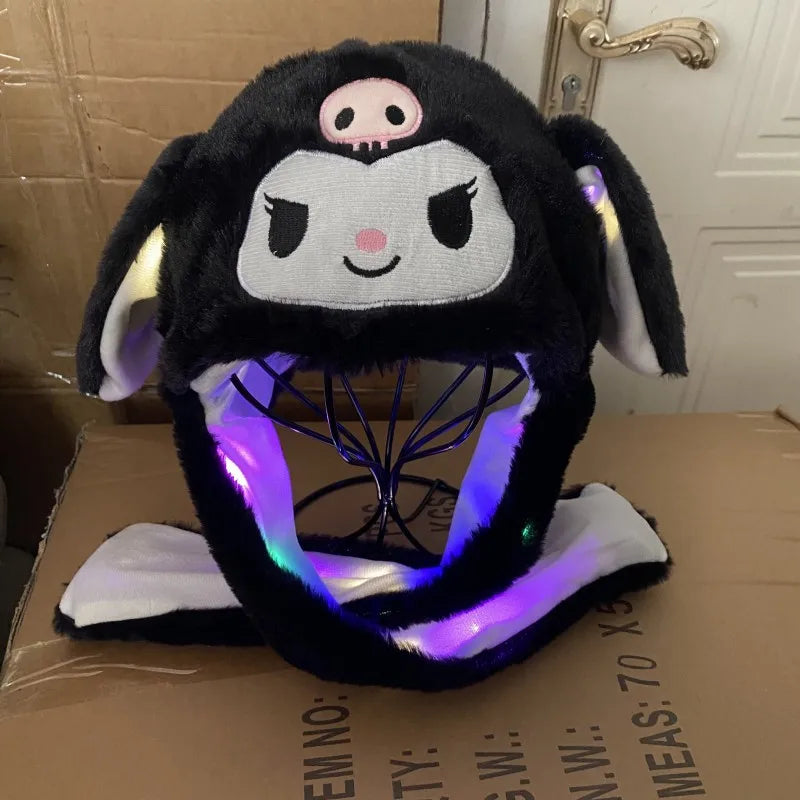 Kuromi Hello Kitty LED Moving Ears Cap – Kids Glowing Plush Bunny Hat