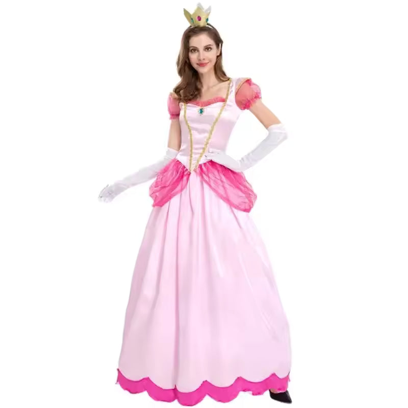 Princess Peach-Inspired Cosplay Dress – Elegant Pink Gown for Women