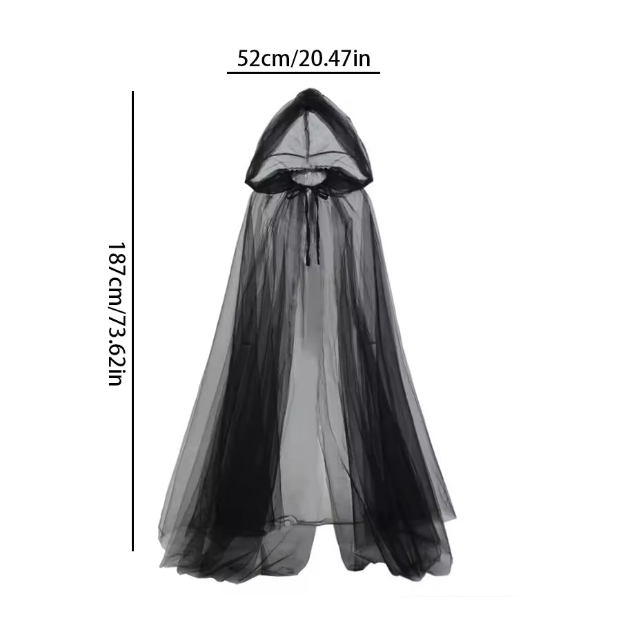 Black Double-Layer Bridal Witch Cloak – Vampire Cosplay Shawl