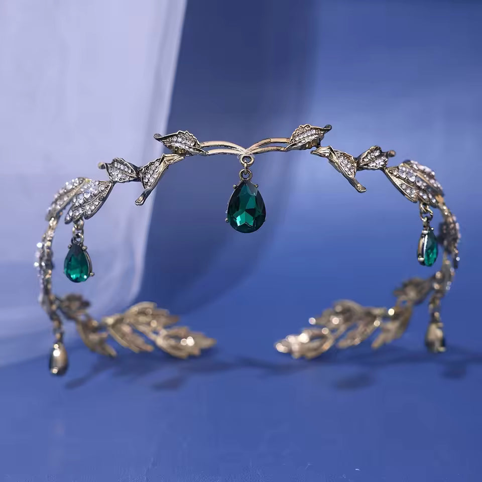 Vintage Fairy Crystal Leaf Elf Tiara Crown