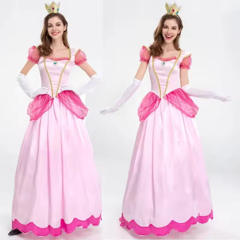 Princess Peach-Inspired Cosplay Dress – Elegant Pink Gown for Women