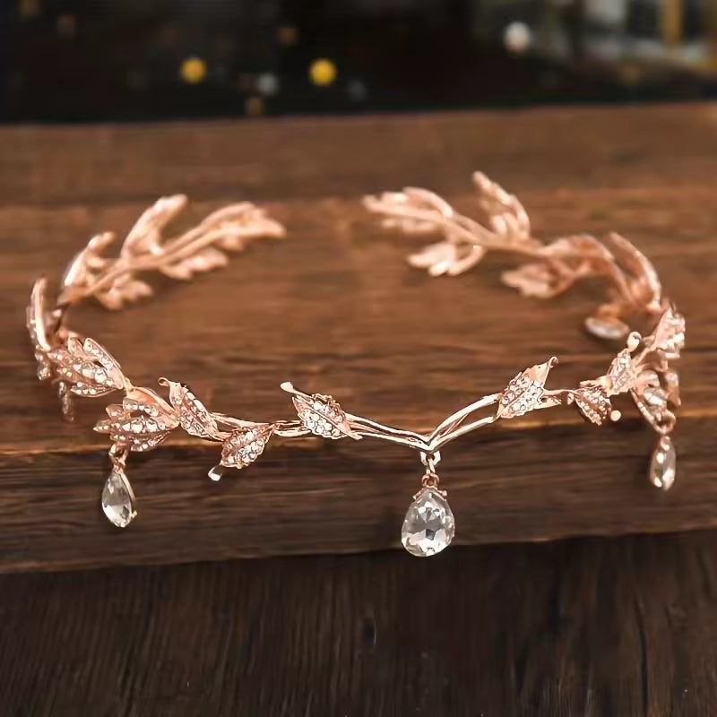 Vintage Fairy Crystal Leaf Elf Tiara Crown