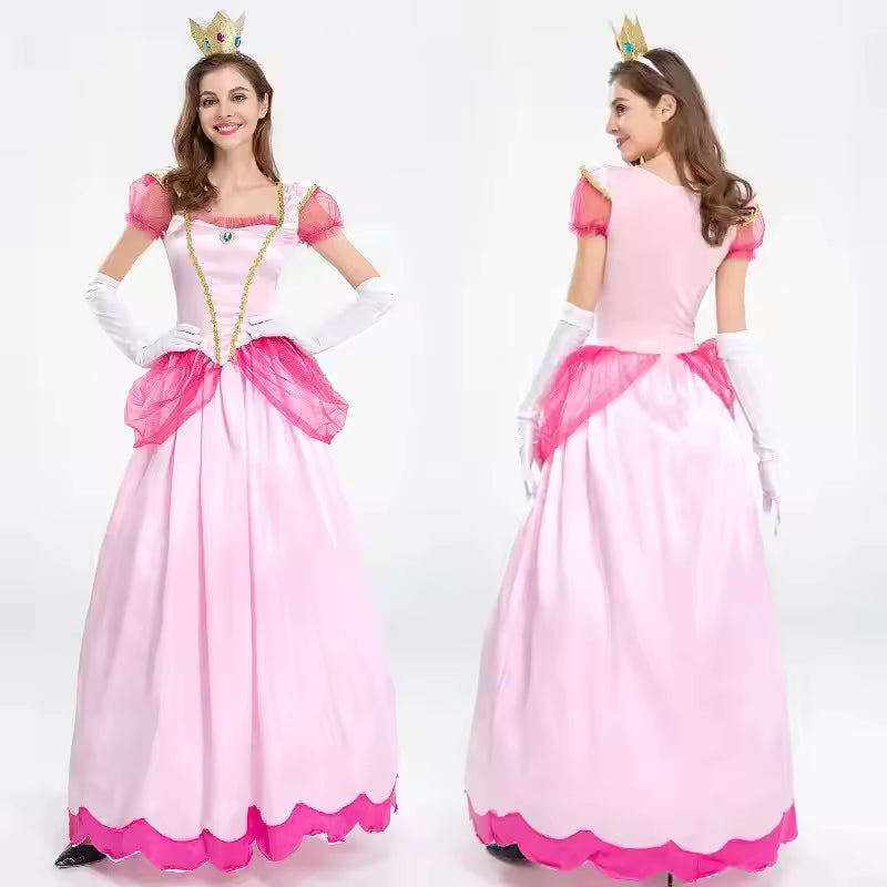 Princess Peach-Inspired Cosplay Dress – Elegant Pink Gown for Women