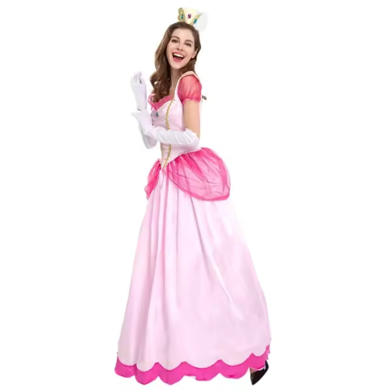 Princess Peach-Inspired Cosplay Dress – Elegant Pink Gown for Women