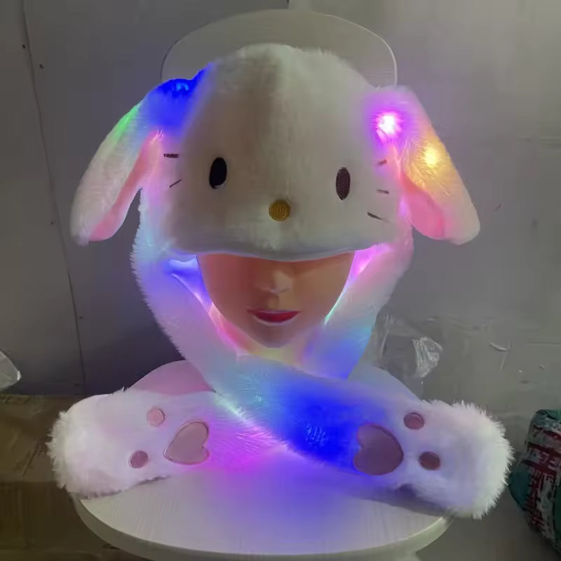 Kuromi Hello Kitty LED Moving Ears Cap – Kids Glowing Plush Bunny Hat
