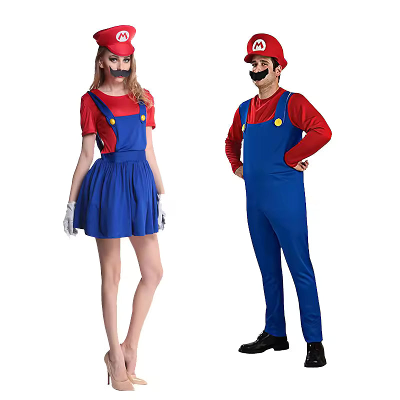 Super Luigi Brothers Cosplay Jumpsuit Beard & Hat Set