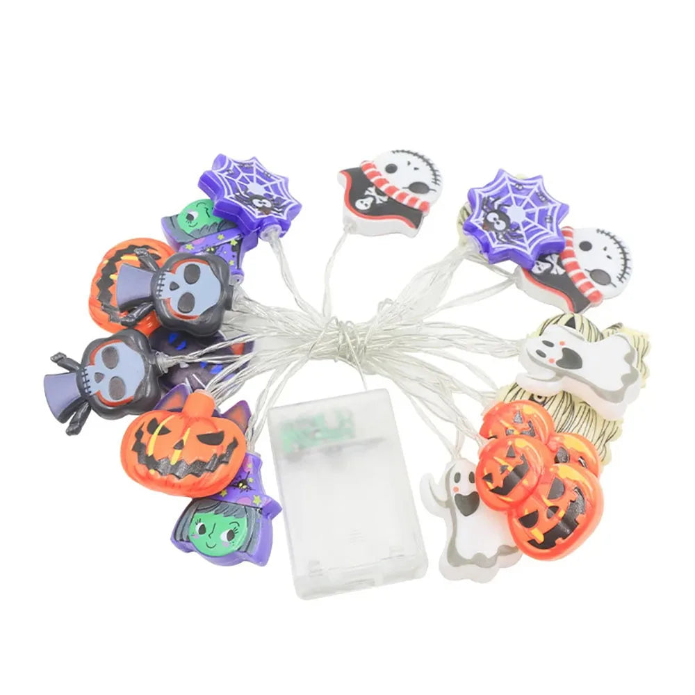 Halloween LED String Lights – Pumpkin, Ghost & Spider Web Hanging Lamps