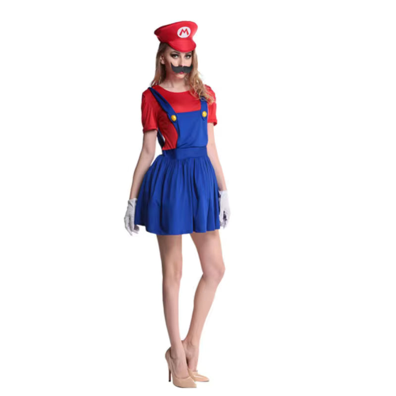 Super Luigi Brothers Cosplay Jumpsuit Beard & Hat Set