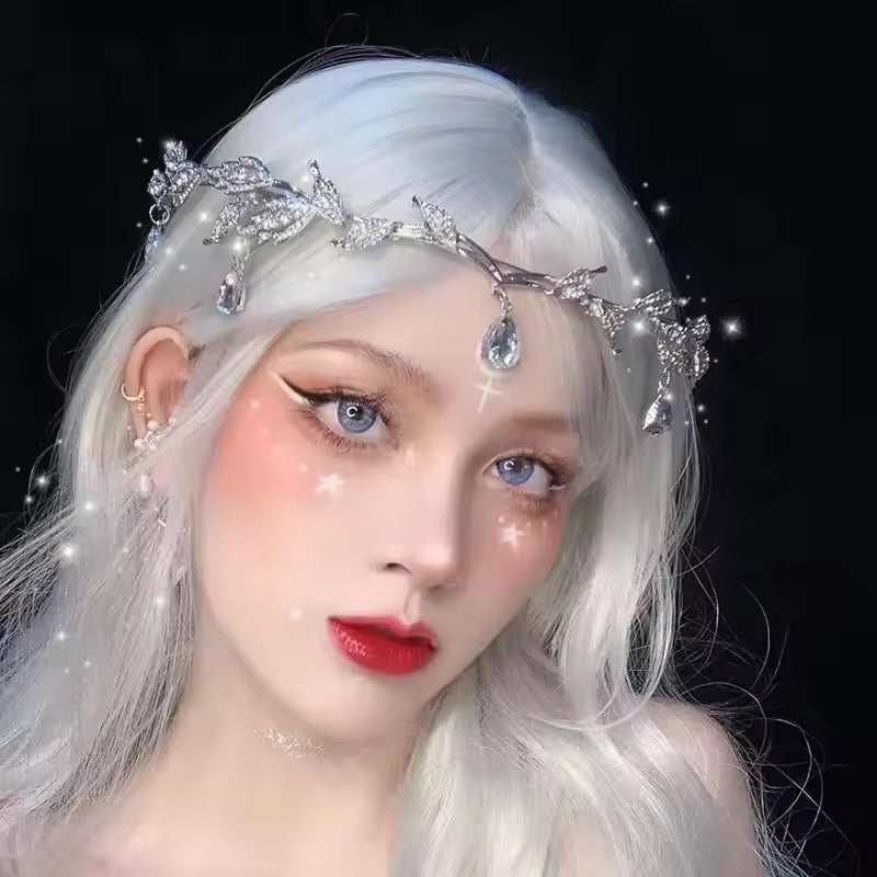 Vintage Fairy Crystal Leaf Elf Tiara Crown