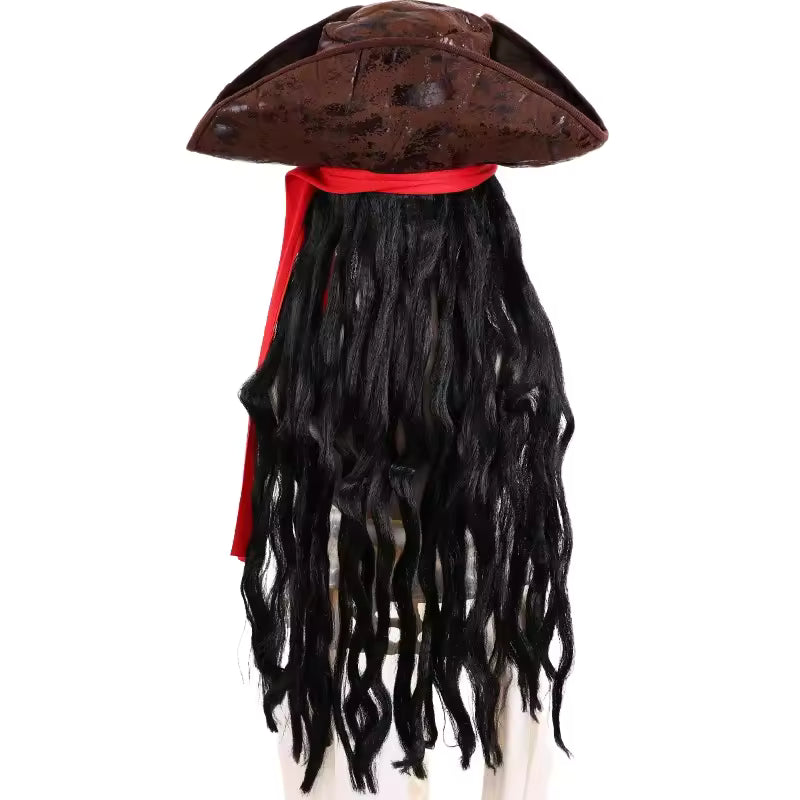 Pirate Captain Jack Sparrow Wig and Hat Set – Cosplay Accessory for Adults