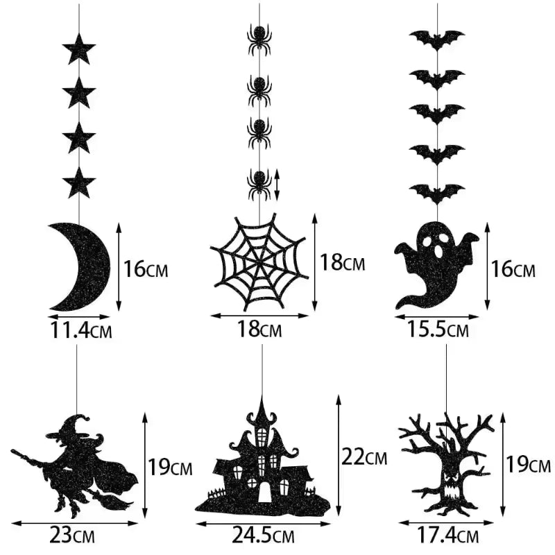 Spooky Mix Halloween Banner Garland – 6-Piece Hanging Ornament Set