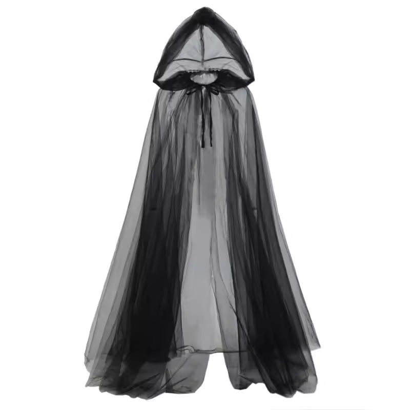 Black Double-Layer Bridal Witch Cloak – Vampire Cosplay Shawl