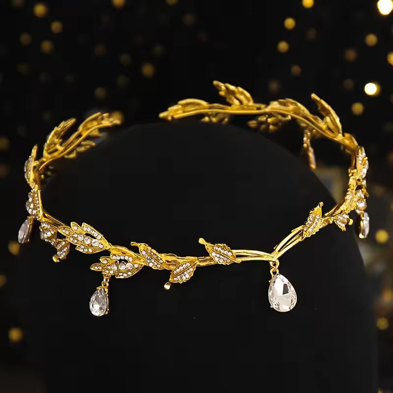 Vintage Fairy Crystal Leaf Elf Tiara Crown