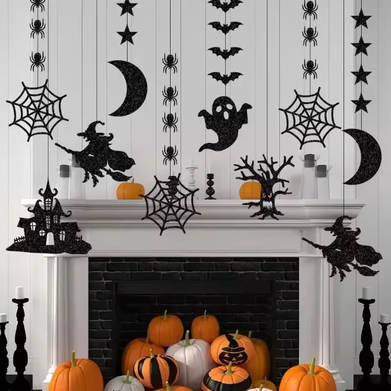Spooky Mix Halloween Banner Garland – 6-Piece Hanging Ornament Set