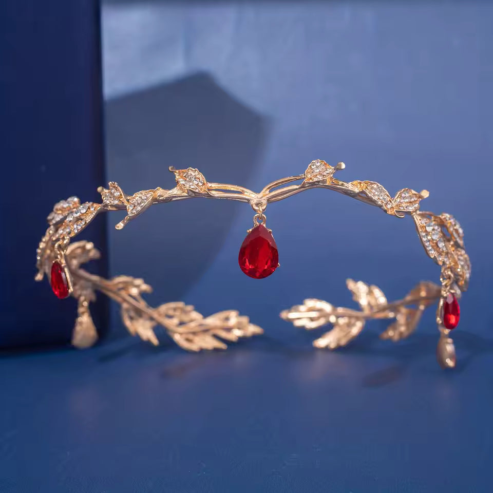 Vintage Fairy Crystal Leaf Elf Tiara Crown