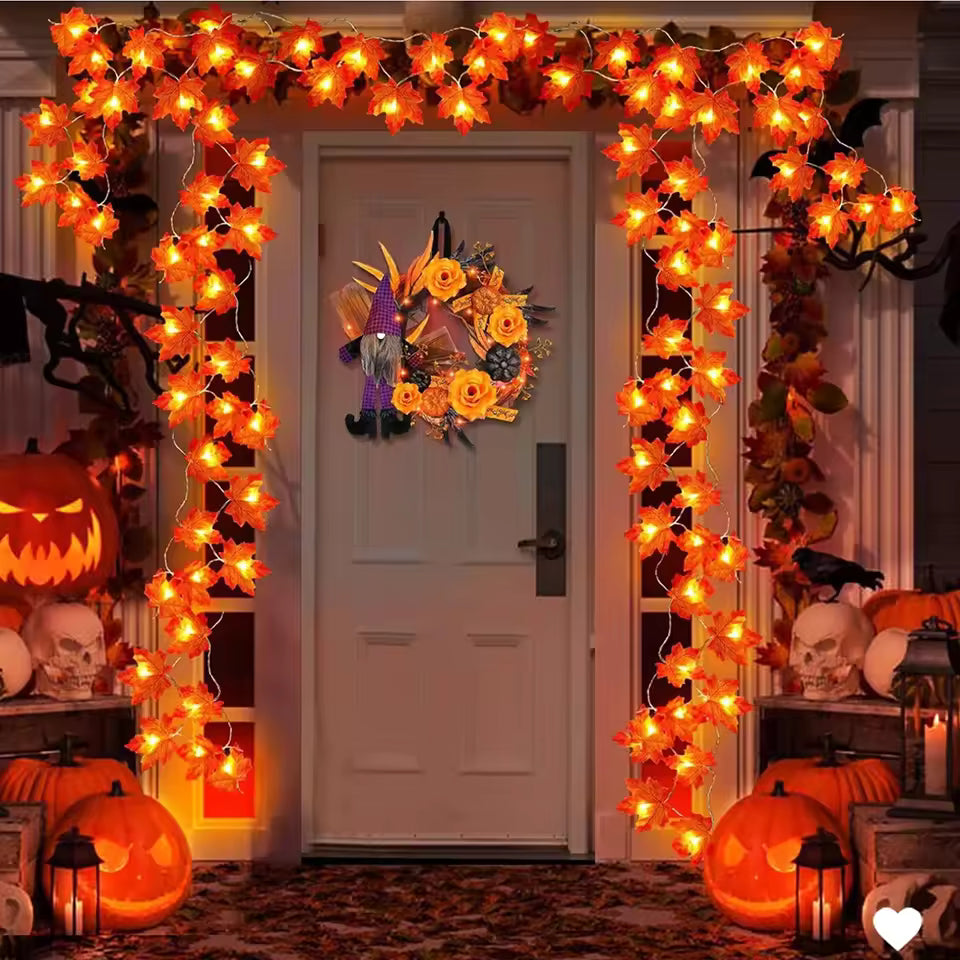 Maple Lantern Garland LED String Lights – Halloween / Home Decor