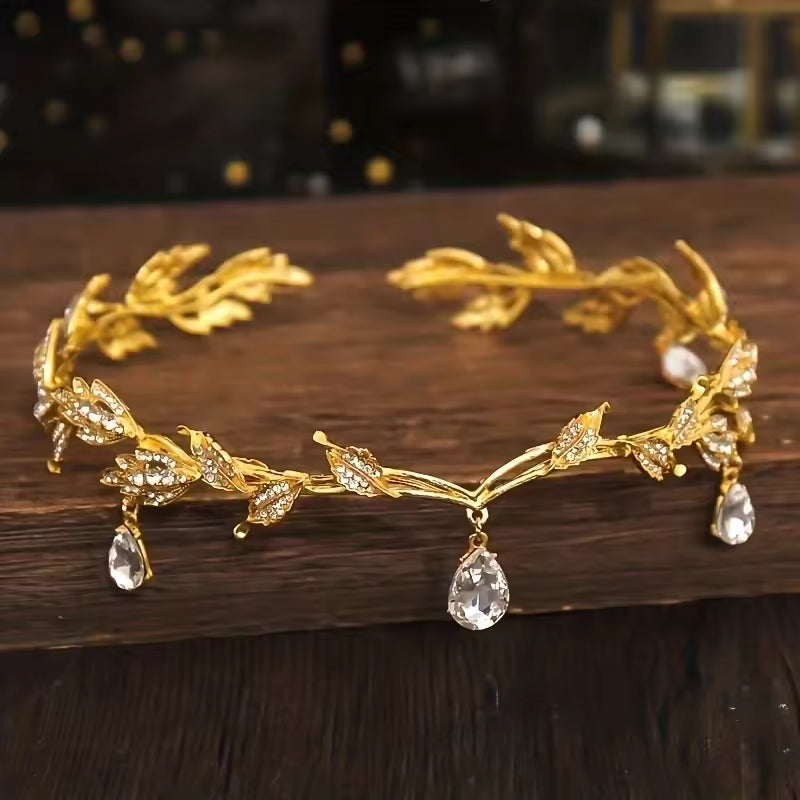 Vintage Fairy Crystal Leaf Elf Tiara Crown
