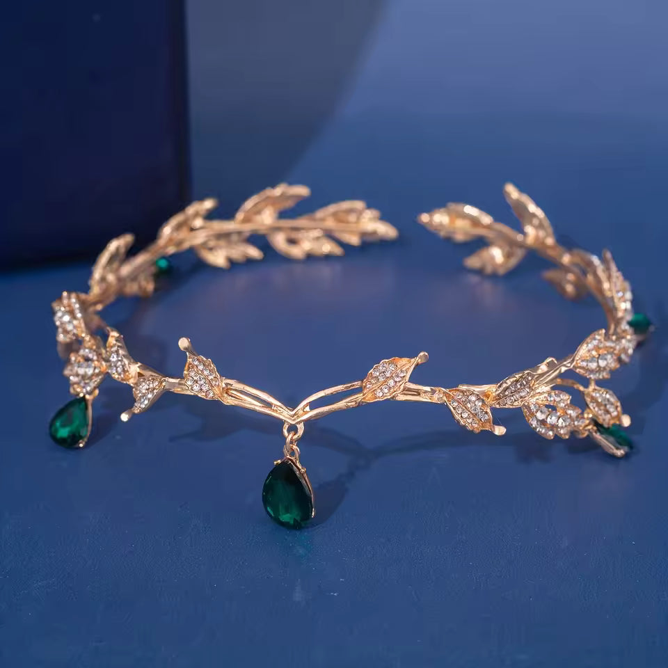 Vintage Fairy Crystal Leaf Elf Tiara Crown
