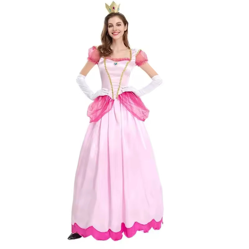 Princess Peach-Inspired Cosplay Dress – Elegant Pink Gown for Women