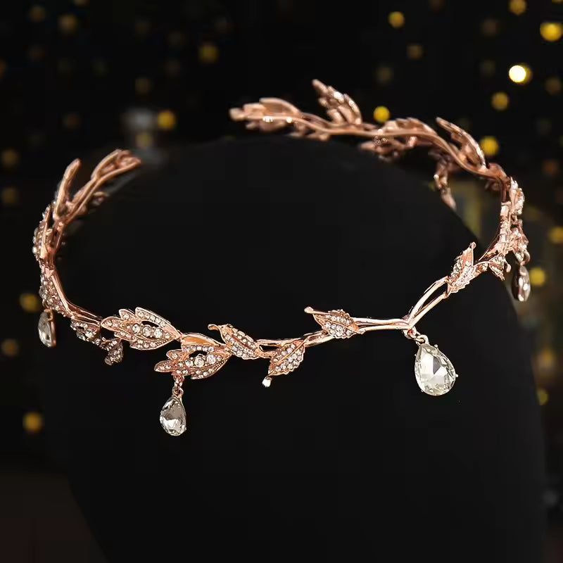 Vintage Fairy Crystal Leaf Elf Tiara Crown